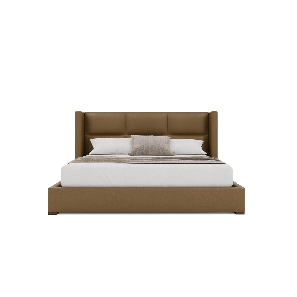 Nativa Interiors - Aylet Square Tufted Eco-Leather Low 47in King Caramel Bed - BED-AYLET-SQ-LOW-KN-VIN-CARAMEL veiw 3