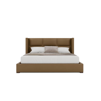 Nativa Interiors - Aylet Square Tufted Eco-Leather Low 47in King Caramel Bed - BED-AYLET-SQ-LOW-KN-VIN-CARAMEL veiw 3