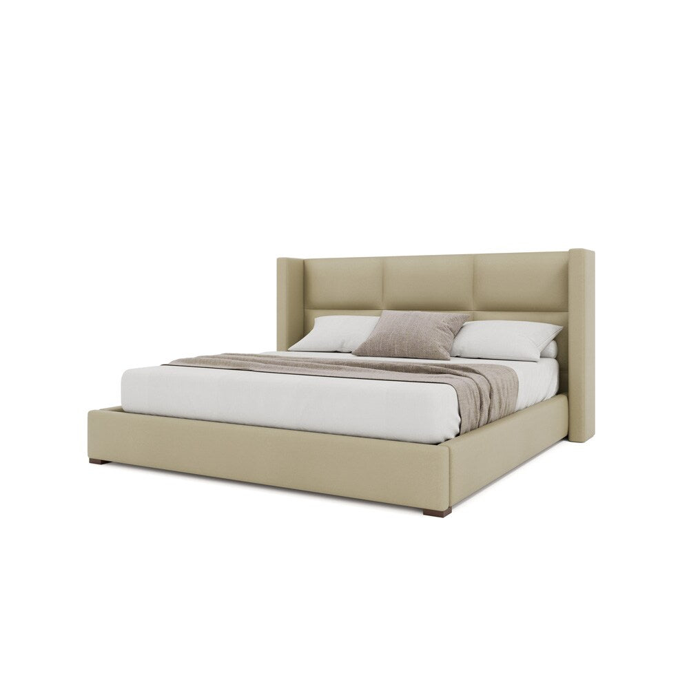 Nativa Interiors - Aylet Square Tufted Eco-Leather Low 47in Queen Cream Bed - BED-AYLET-SQ-LOW-QN-VIN-CREAM veiw 2