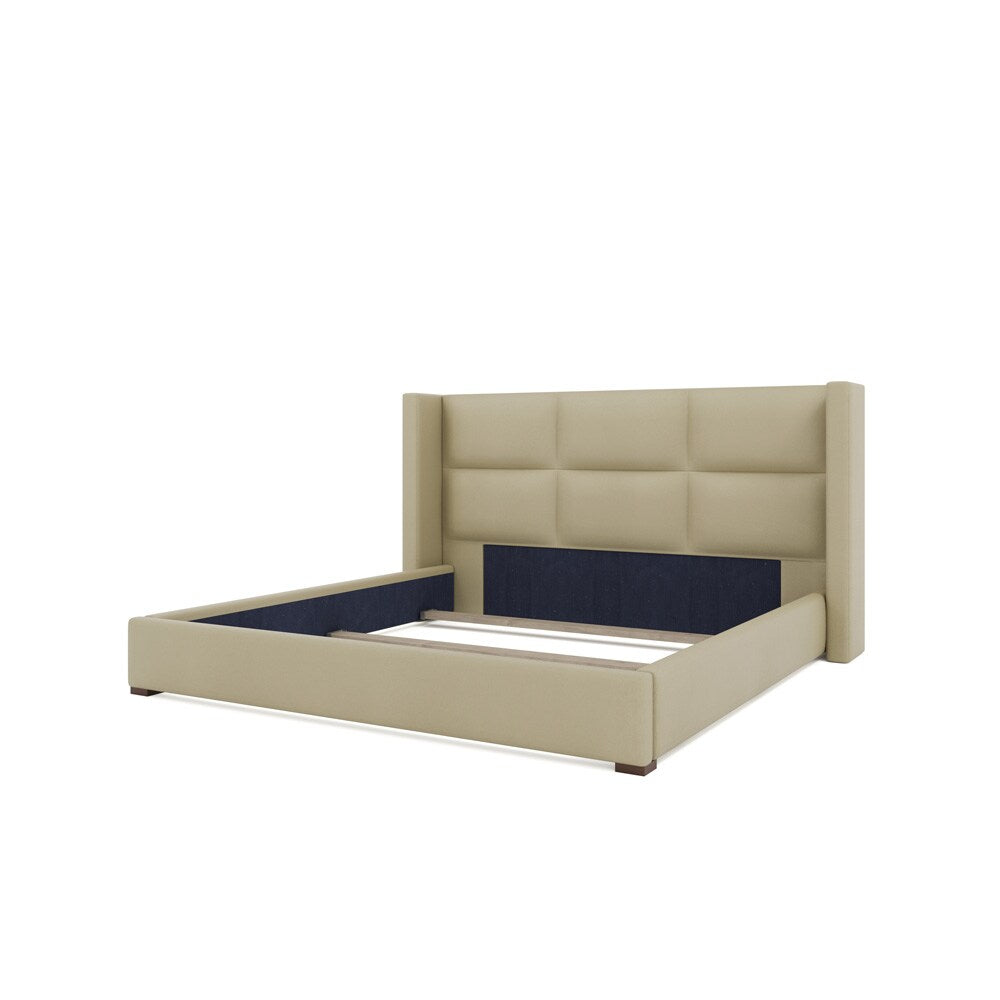 Nativa Interiors - Aylet Square Tufted Eco-Leather Low 47in Queen Cream Bed - BED-AYLET-SQ-LOW-QN-VIN-CREAM veiw 4