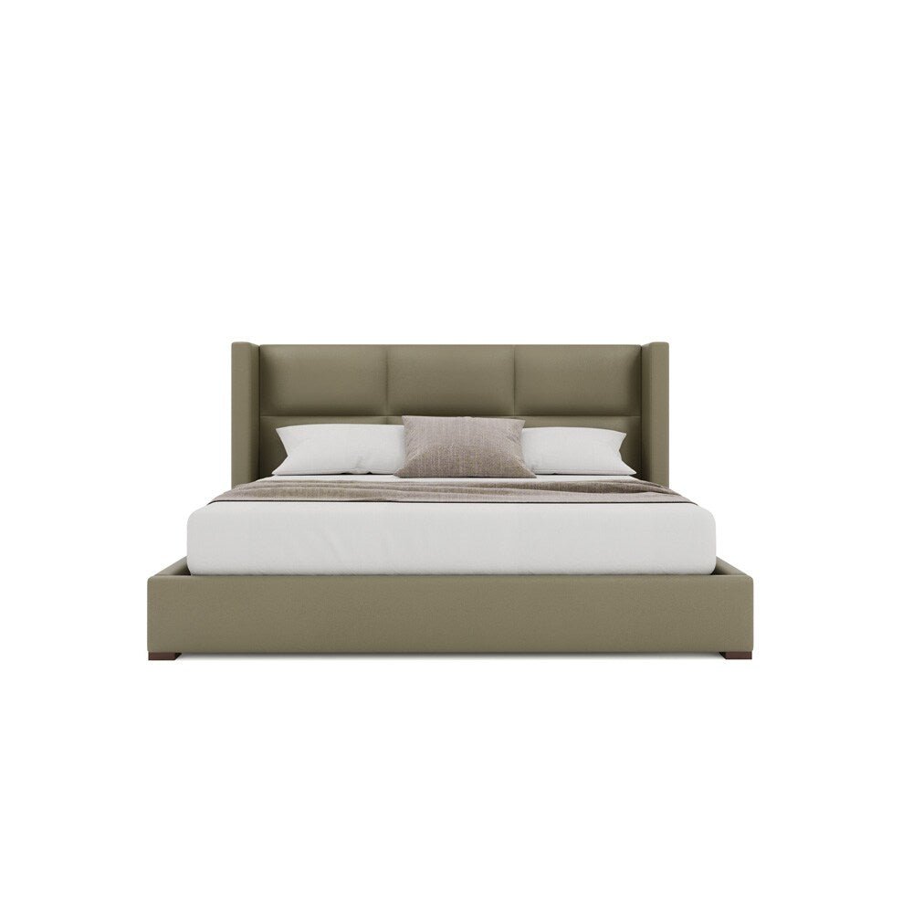 Nativa Interiors - Aylet Square Tufted Eco-Leather Low 47in Queen Stone Bed - BED-AYLET-SQ-LOW-QN-VIN-STONE veiw 3