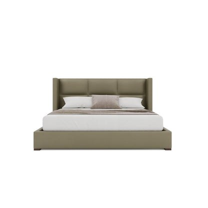 Nativa Interiors - Aylet Square Tufted Eco-Leather Low 47in Queen Stone Bed - BED-AYLET-SQ-LOW-QN-VIN-STONE veiw 3