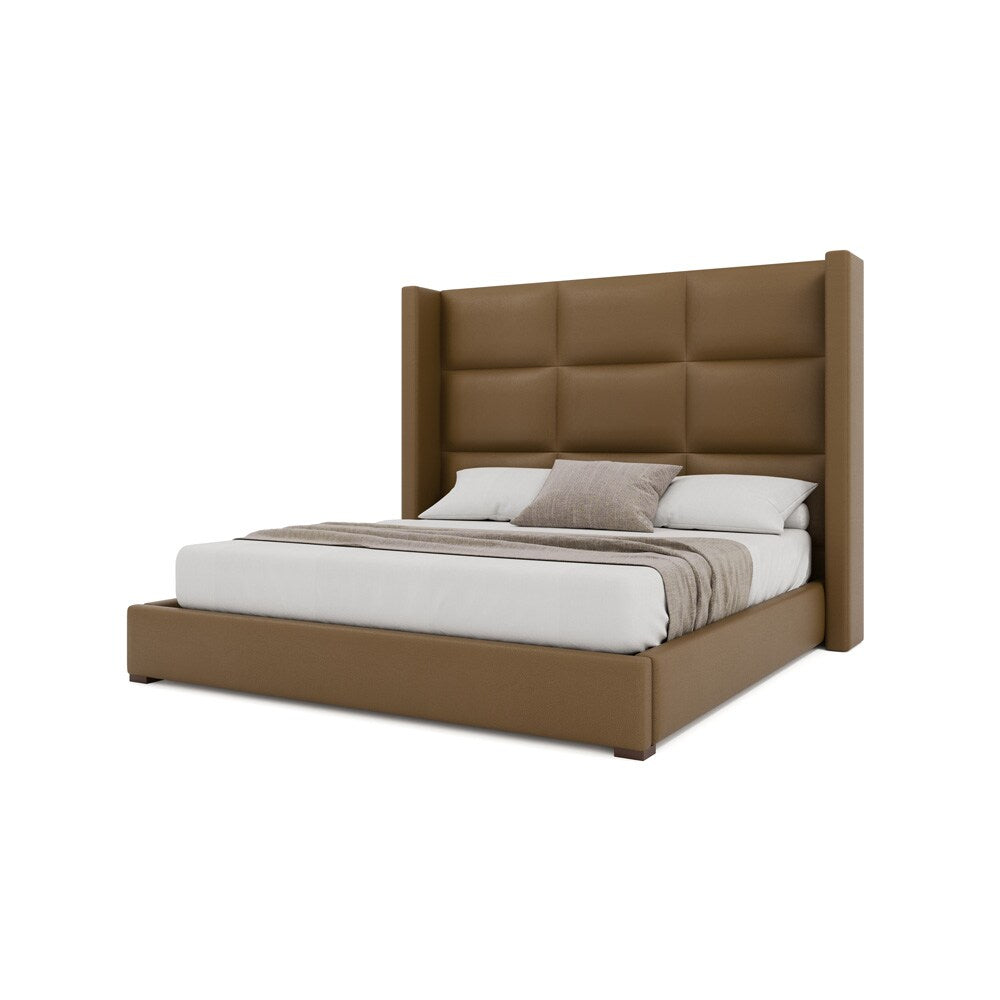 Nativa Interiors - Aylet Square Eco-Leather Medium 67in California King Caramel Bed - BED-AYLET-SQ-MID-CA-VIN-CARAMEL veiw 2
