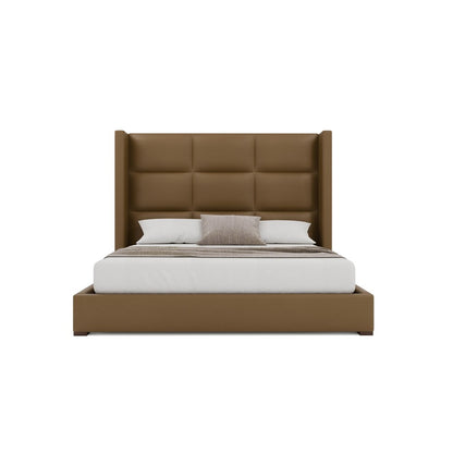Nativa Interiors - Aylet Square Eco-Leather Medium 67in California King Caramel Bed - BED-AYLET-SQ-MID-CA-VIN-CARAMEL veiw 3