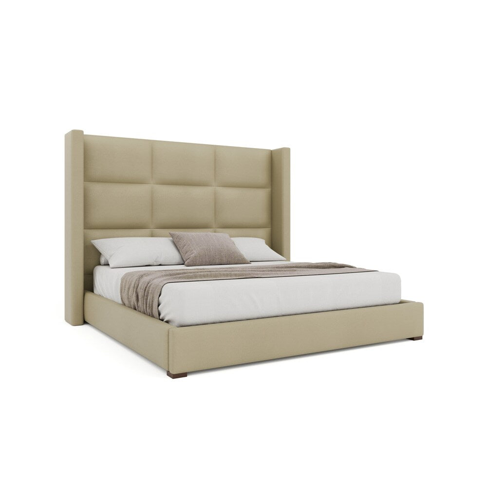 Nativa Interiors - Aylet Square Eco-Leather Medium 67in Queen Cream Bed - BED-AYLET-SQ-MID-QN-VIN-CREAM veiw 1