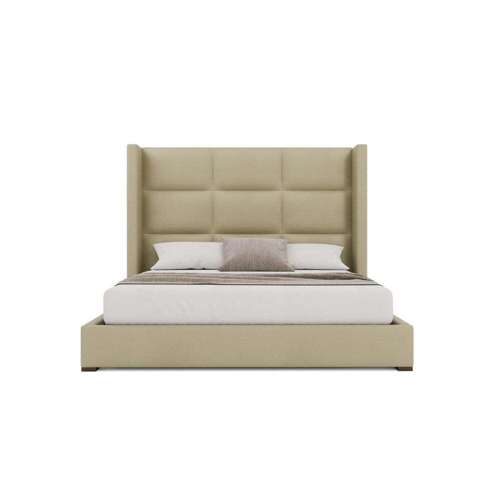Nativa Interiors - Aylet Square Eco-Leather Medium 67in Queen Cream Bed - BED-AYLET-SQ-MID-QN-VIN-CREAM veiw 3