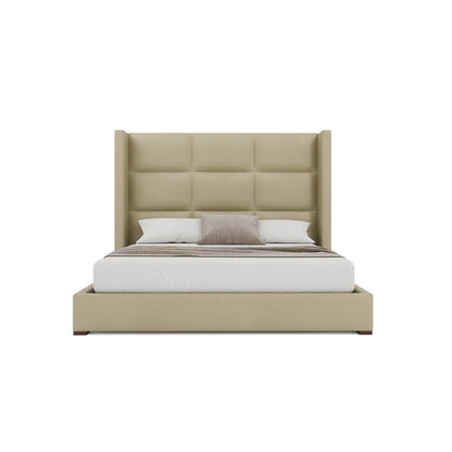 Nativa Interiors - Aylet Square Eco-Leather Medium 67in Queen Cream Bed - BED-AYLET-SQ-MID-QN-VIN-CREAM veiw 3