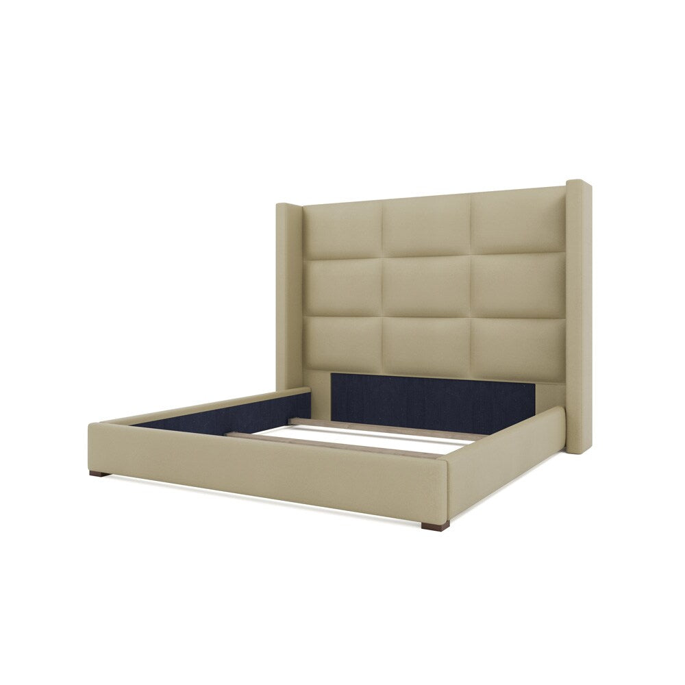 Nativa Interiors - Aylet Square Eco-Leather Medium 67in Queen Cream Bed - BED-AYLET-SQ-MID-QN-VIN-CREAM veiw 4