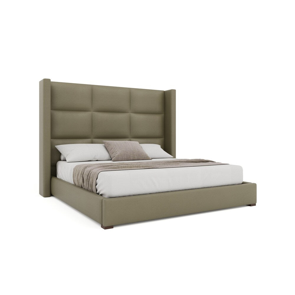 Nativa Interiors - Aylet Square Eco-Leather Medium 67in Queen Stone Bed - BED-AYLET-SQ-MID-QN-VIN-STONE veiw 1