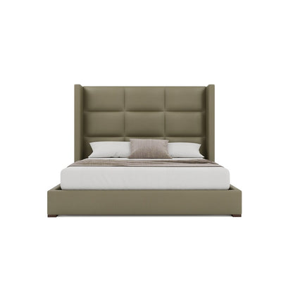 Nativa Interiors - Aylet Square Eco-Leather Medium 67in Queen Stone Bed - BED-AYLET-SQ-MID-QN-VIN-STONE veiw 3