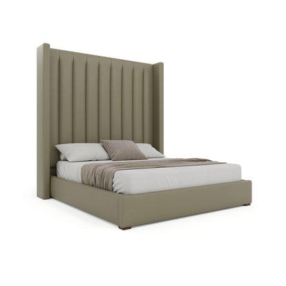Nativa Interiors - Aylet Square Tufted Eco-Leather High 87in California King Stone Bed - BED-AYLET-VC-HI-CA-VIN-STONE veiw 1