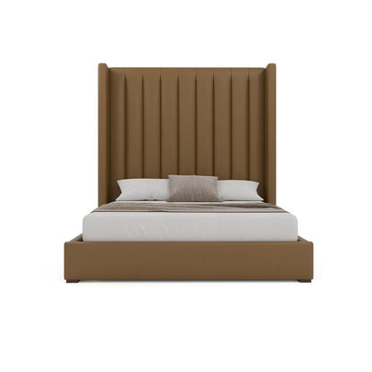 Nativa Interiors - Aylet Square Tufted Eco-Leather High 87in King Caramel Bed - BED-AYLET-VC-HI-KN-VIN-CARAMEL veiw 3