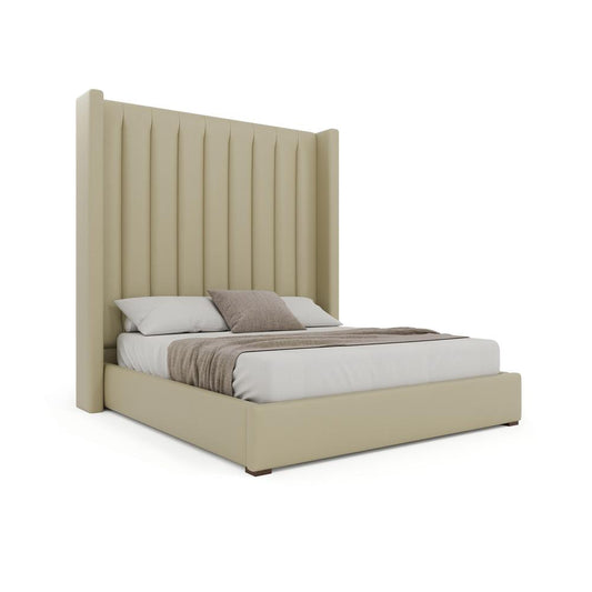 Nativa Interiors - Aylet Square Tufted Eco-Leather High 87in King Cream Bed - BED-AYLET-VC-HI-KN-VIN-CREAM veiw 1