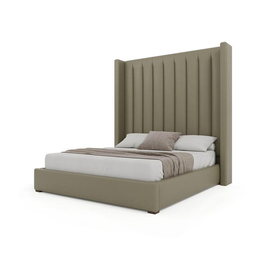 Nativa Interiors - Aylet Square Tufted Eco-Leather High 87in King Stone Bed - BED-AYLET-VC-HI-KN-VIN-STONE veiw 2