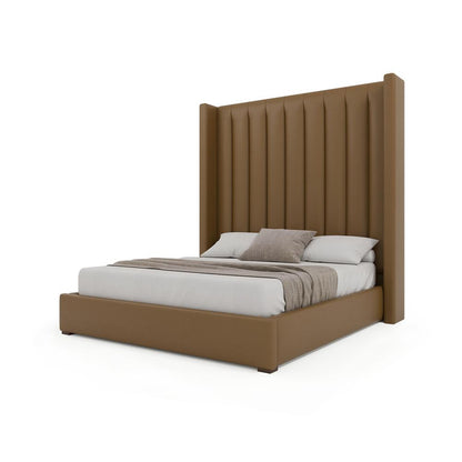 Nativa Interiors - Aylet Square Tufted Eco-Leather High 87in Queen Caramel Bed - BED-AYLET-VC-HI-QN-VIN-CARAMEL veiw 2