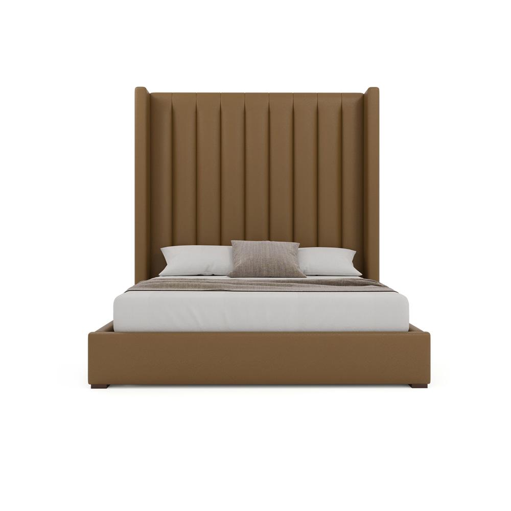 Nativa Interiors - Aylet Square Tufted Eco-Leather High 87in Queen Caramel Bed - BED-AYLET-VC-HI-QN-VIN-CARAMEL veiw 3