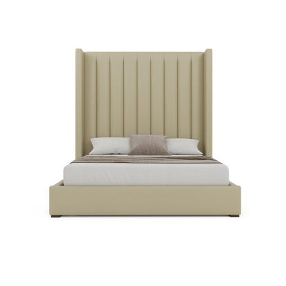 Nativa Interiors - Aylet Square Tufted Eco-Leather High 87in Queen Cream Bed - BED-AYLET-VC-HI-QN-VIN-CREAM veiw 3
