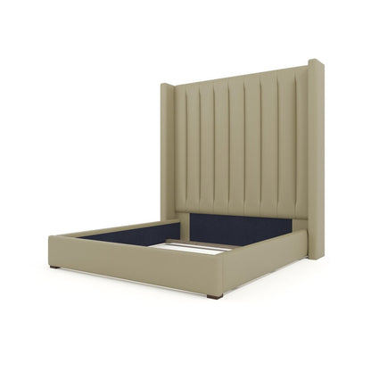 Nativa Interiors - Aylet Square Tufted Eco-Leather High 87in Queen Cream Bed - BED-AYLET-VC-HI-QN-VIN-CREAM veiw 4