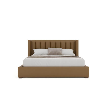 Nativa Interiors - Aylet Square Tufted Eco-Leather Low 47in Queen Caramel Bed - BED-AYLET-VC-LOW-QN-VIN-CARAMEL veiw 3