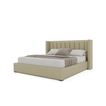 Nativa Interiors - Aylet Square Tufted Eco-Leather Low 47in Queen Cream Bed - BED-AYLET-VC-LOW-QN-VIN-CREAM veiw 2