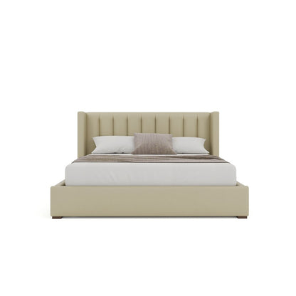 Nativa Interiors - Aylet Square Tufted Eco-Leather Low 47in Queen Cream Bed - BED-AYLET-VC-LOW-QN-VIN-CREAM veiw 3