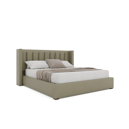 Nativa Interiors - Aylet Square Tufted Eco-Leather Low 47in Queen Stone Bed - BED-AYLET-VC-LOW-QN-VIN-STONE veiw 1