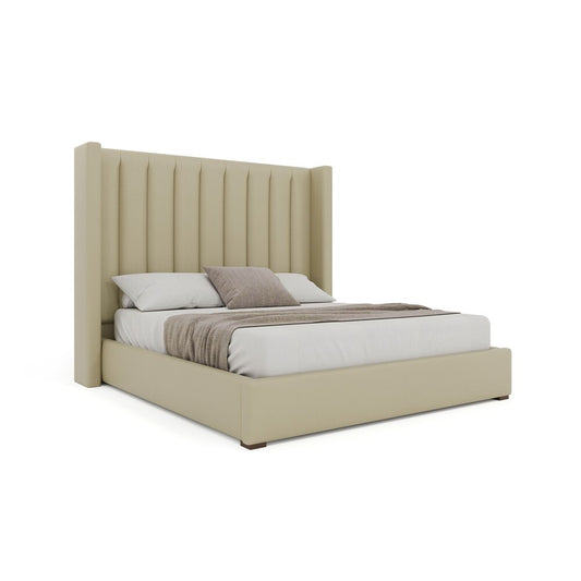 Nativa Interiors - Aylet Vertical Channel Eco-Leather Medium 67in California King Cream Bed - BED-AYLET-VC-MID-CA-VIN-CREAM veiw 1