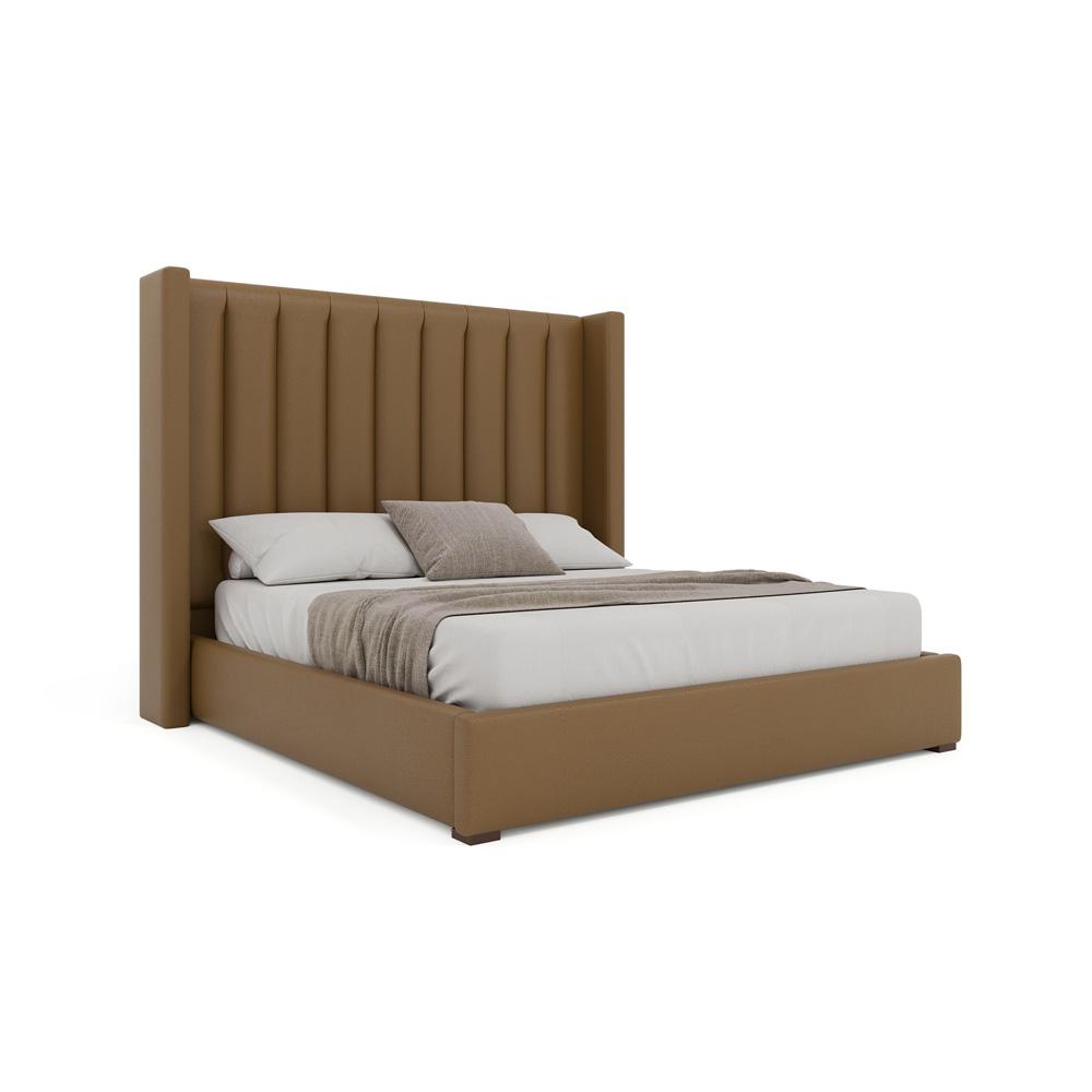 Nativa Interiors - Aylet Vertical Channel Eco-Leather Medium 67in King Caramel Bed - BED-AYLET-VC-MID-KN-VIN-CARAMEL veiw 1