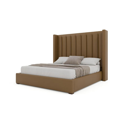 Nativa Interiors - Aylet Vertical Channel Eco-Leather Medium 67in King Caramel Bed - BED-AYLET-VC-MID-KN-VIN-CARAMEL veiw 2