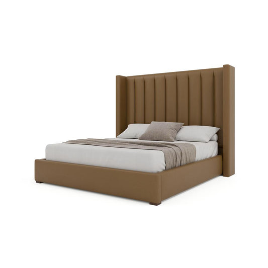 Nativa Interiors - Aylet Vertical Channel Eco-Leather Medium 67in King Caramel Bed - BED-AYLET-VC-MID-KN-VIN-CARAMEL veiw 2