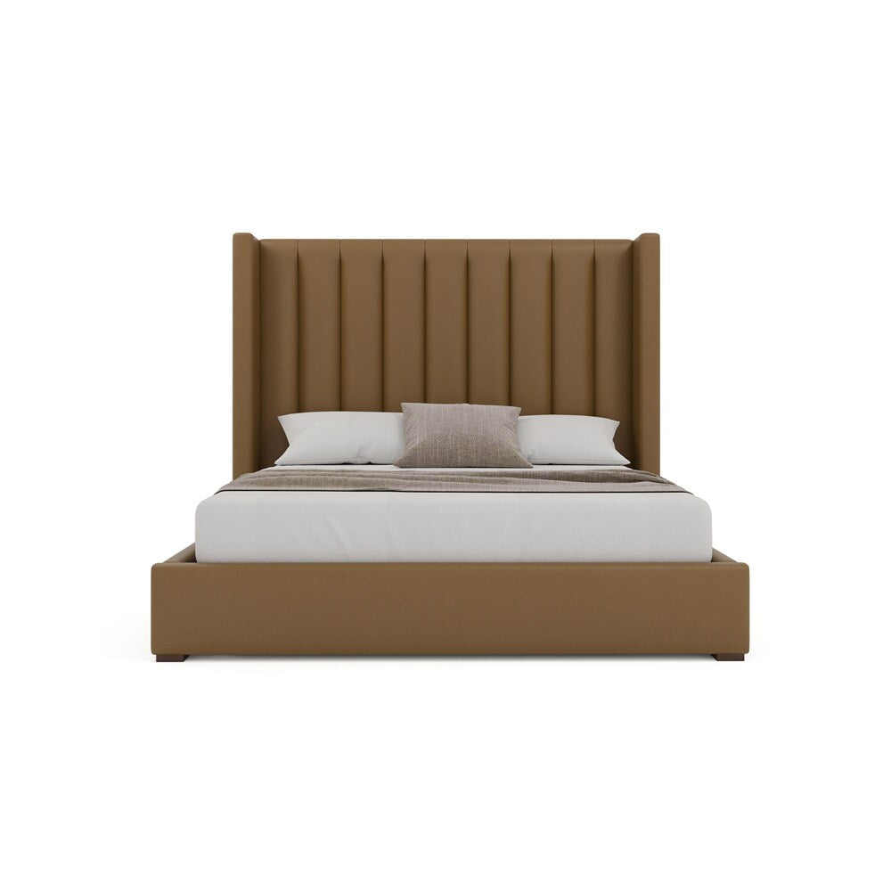 Nativa Interiors - Aylet Vertical Channel Eco-Leather Medium 67in King Caramel Bed - BED-AYLET-VC-MID-KN-VIN-CARAMEL veiw 3