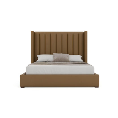 Nativa Interiors - Aylet Vertical Channel Eco-Leather Medium 67in King Caramel Bed - BED-AYLET-VC-MID-KN-VIN-CARAMEL veiw 3