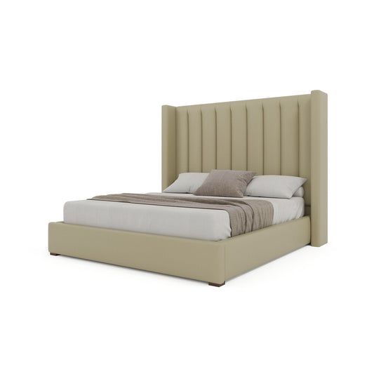 Nativa Interiors - Aylet Vertical Channel Eco-Leather Medium 67in King Cream Bed - BED-AYLET-VC-MID-KN-VIN-CREAM veiw 2