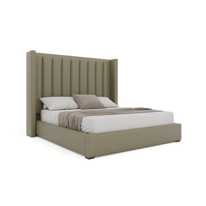 Nativa Interiors - Aylet Vertical Channel Eco-Leather Medium 67in Queen Stone Bed - BED-AYLET-VC-MID-QN-VIN-STONE veiw 1