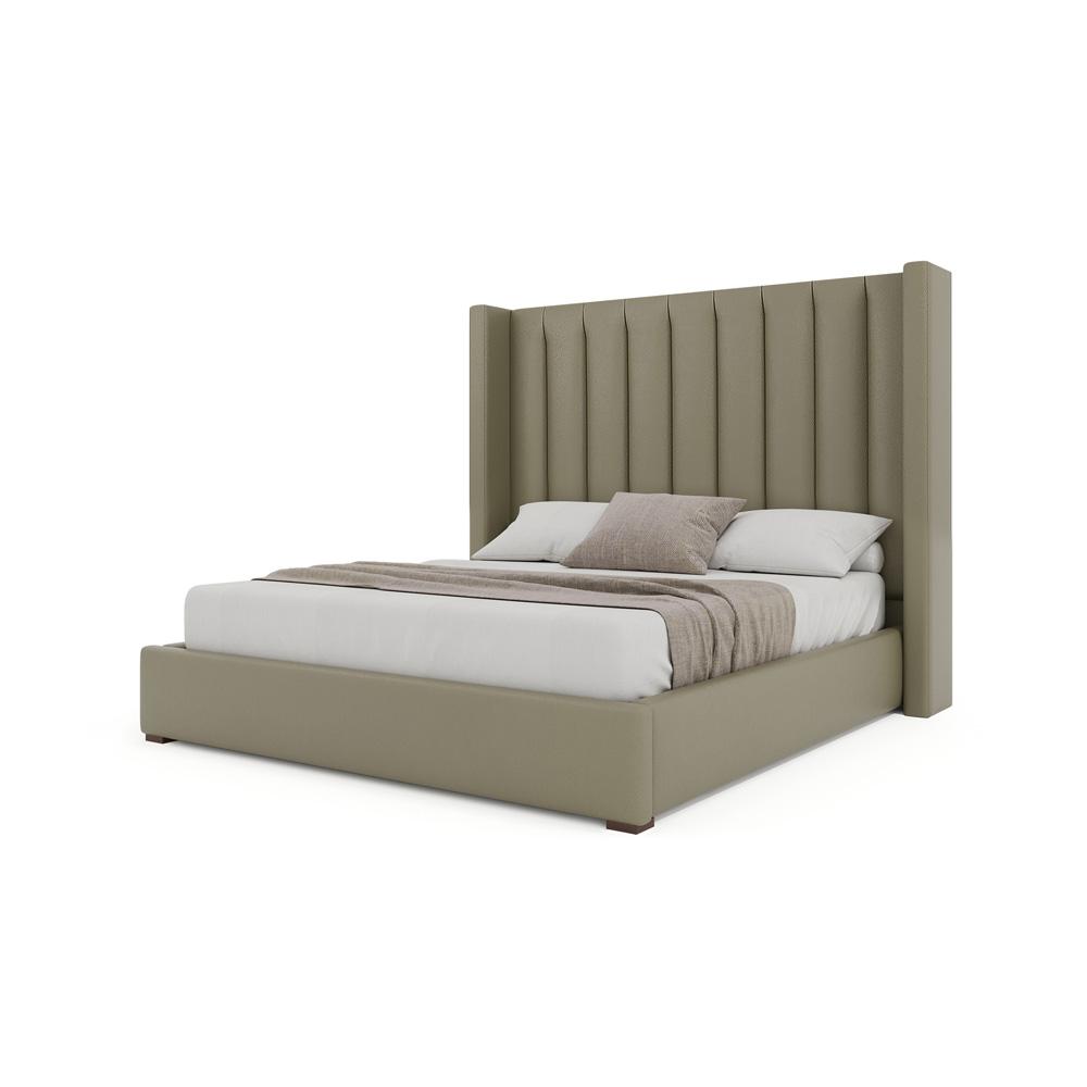 Nativa Interiors - Aylet Vertical Channel Eco-Leather Medium 67in Queen Stone Bed - BED-AYLET-VC-MID-QN-VIN-STONE veiw 2