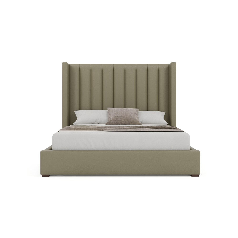 Nativa Interiors - Aylet Vertical Channel Eco-Leather Medium 67in Queen Stone Bed - BED-AYLET-VC-MID-QN-VIN-STONE veiw 3