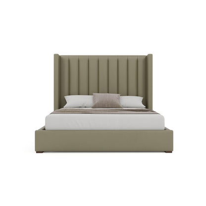 Nativa Interiors - Aylet Vertical Channel Eco-Leather Medium 67in Queen Stone Bed - BED-AYLET-VC-MID-QN-VIN-STONE veiw 3