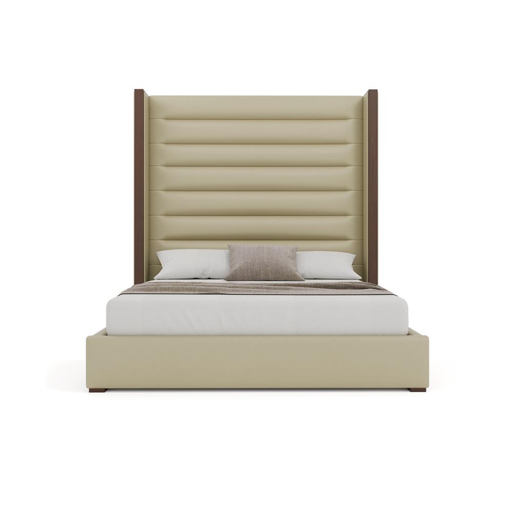 Nativa Interiors - Irenne Horizontal Channel Tufted Eco-Leather High 87in King Cream Bed - BED-IRENNE-HC-HI-KN-VIN-CREAM veiw 3