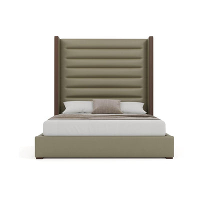Nativa Interiors - Irenne Horizontal Channel Tufted Eco-Leather High 87in King Stone Bed - BED-IRENNE-HC-HI-KN-VIN-STONE veiw 3