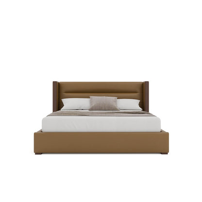 Nativa Interiors - Irenne Horizontal Channel Tufted Eco-Leather Low 47in California King Caramel Bed - BED-IRENNE-HC-LOW-CA-VIN-CARAMEL veiw 3