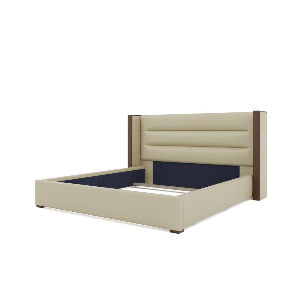 Nativa Interiors - Irenne Horizontal Channel Tufted Eco-Leather Low 47in California King Cream Bed - BED-IRENNE-HC-LOW-CA-VIN-CREAM veiw 4