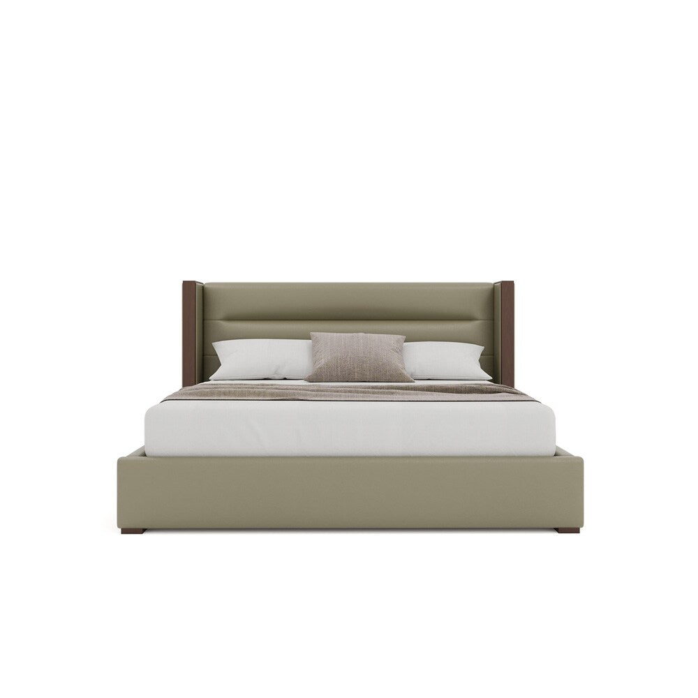 Nativa Interiors - Irenne Horizontal Channel Tufted Eco-Leather Low 47in California King Stone Bed - BED-IRENNE-HC-LOW-CA-VIN-STONE veiw 3