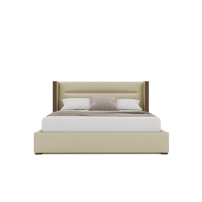 Nativa Interiors - Irenne Horizontal Channel Tufted Eco-Leather Low 47in King Cream Bed - BED-IRENNE-HC-LOW-KN-VIN-CREAM veiw 3