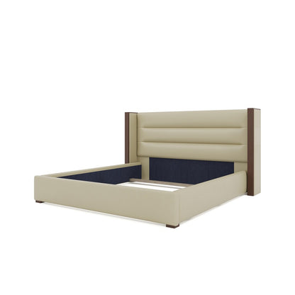 Nativa Interiors - Irenne Horizontal Channel Tufted Eco-Leather Low 47in King Cream Bed - BED-IRENNE-HC-LOW-KN-VIN-CREAM veiw 4