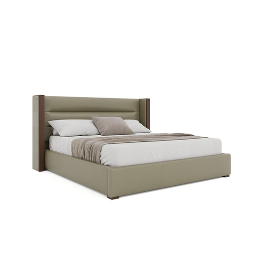 Nativa Interiors - Irenne Horizontal Channel Tufted Eco-Leather Low 47in King Stone Bed - BED-IRENNE-HC-LOW-KN-VIN-STONE veiw 1