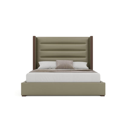 Nativa Interiors - Irenne Horizontal Channel Tufted Eco-Leather Medium 67in California King Stone Bed - BED-IRENNE-HC-MID-CA-VIN-STONE veiw 3