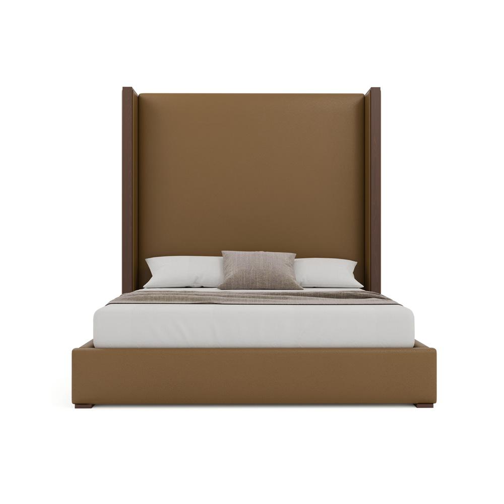 Nativa Interiors - Irenne Plain Eco-Leather High 87in California King Caramel Bed - BED-IRENNE-PL-HI-CA-VIN-CARAMEL veiw 3