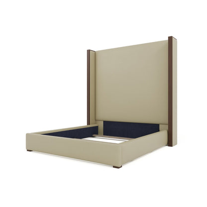 Nativa Interiors - Irenne Plain Eco-Leather High 87in California King Cream Bed - BED-IRENNE-PL-HI-CA-VIN-CREAM veiw 4