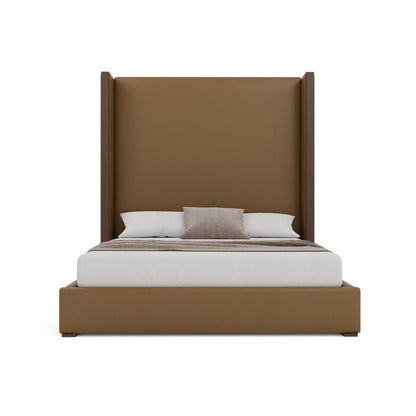 Nativa Interiors - Irenne Plain Eco-Leather High 87in King Caramel Bed - BED-IRENNE-PL-HI-KN-VIN-CARAMEL veiw 3