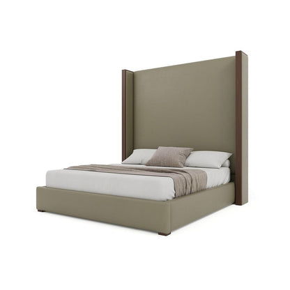 Nativa Interiors - Irenne Plain Eco-Leather High 87in King Stone Bed - BED-IRENNE-PL-HI-KN-VIN-STONE veiw 2